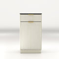 Tilt Out Trash Can Cabinet With Wave Textured Drawer & Pull Out Bin