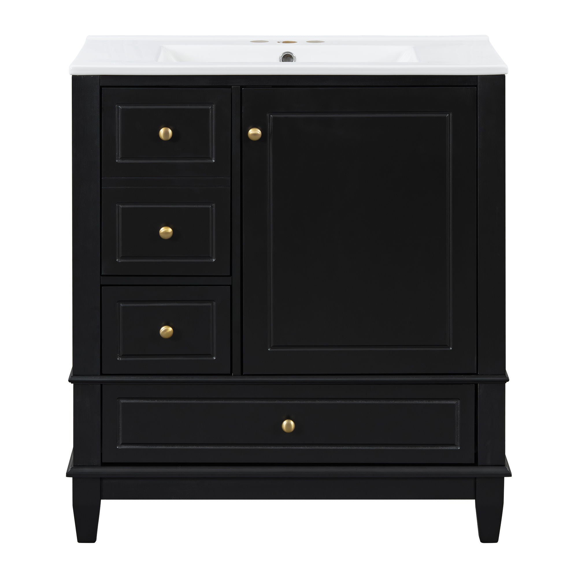 Freestanding Bathroom Vanity With Sink, Soft Close Door, 3 Drawers