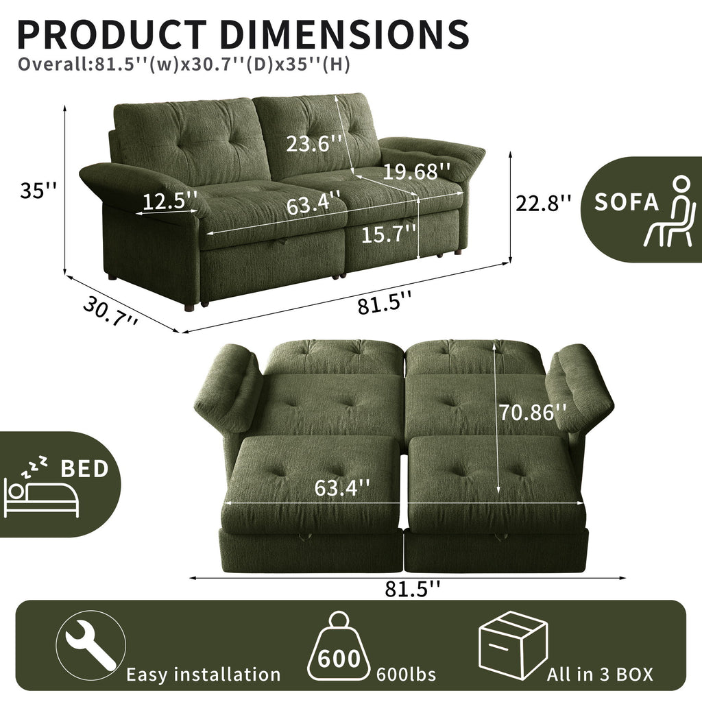 Sofa Bed, 2 In 1 Design For Living Rooms