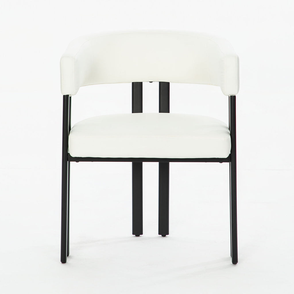Modern Dining Upholstered Barrel Chair With Curved Back And Armrests