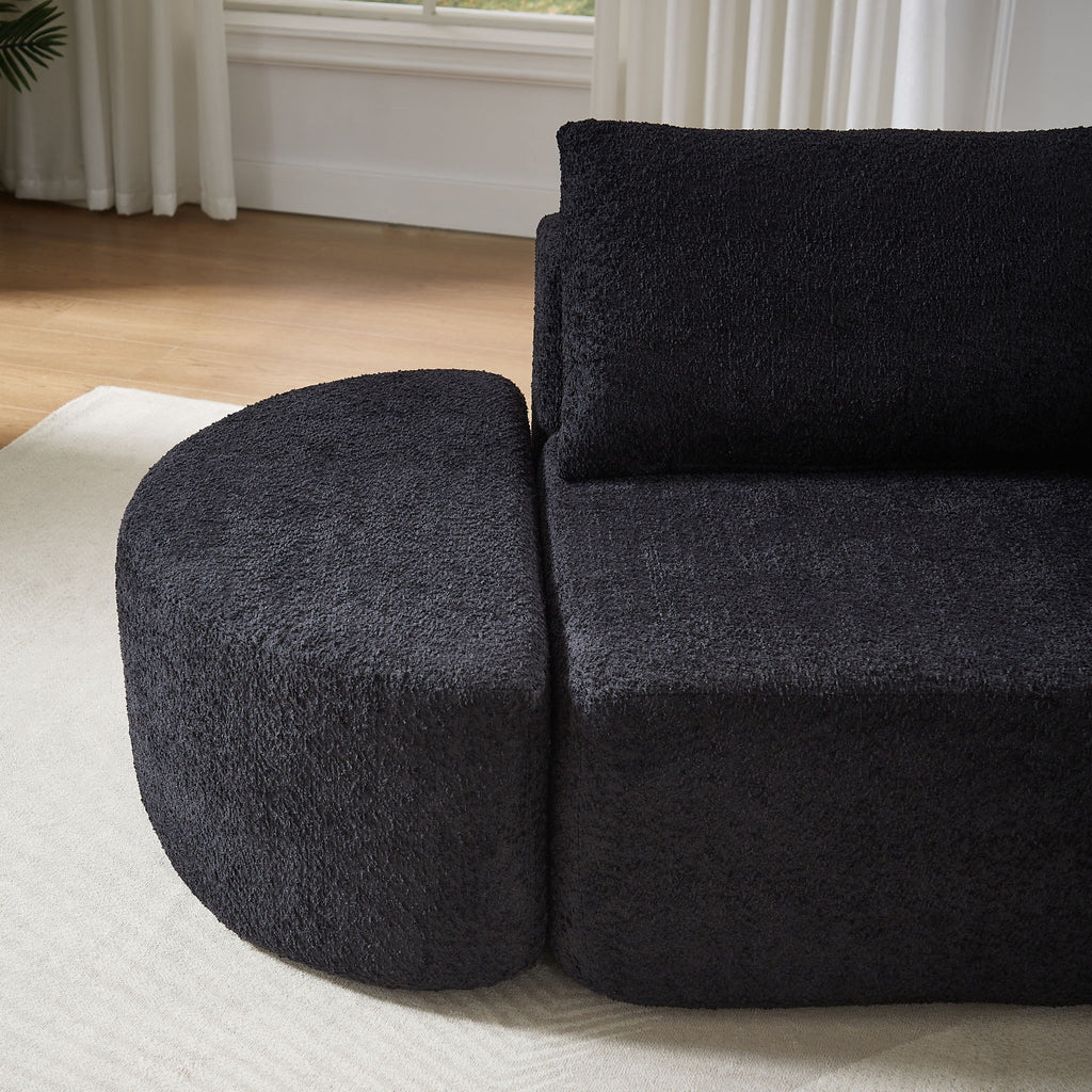 Modular Sectional Sofa With 6 Pillows And 4 Curved Footstools For Living Rooms - Black