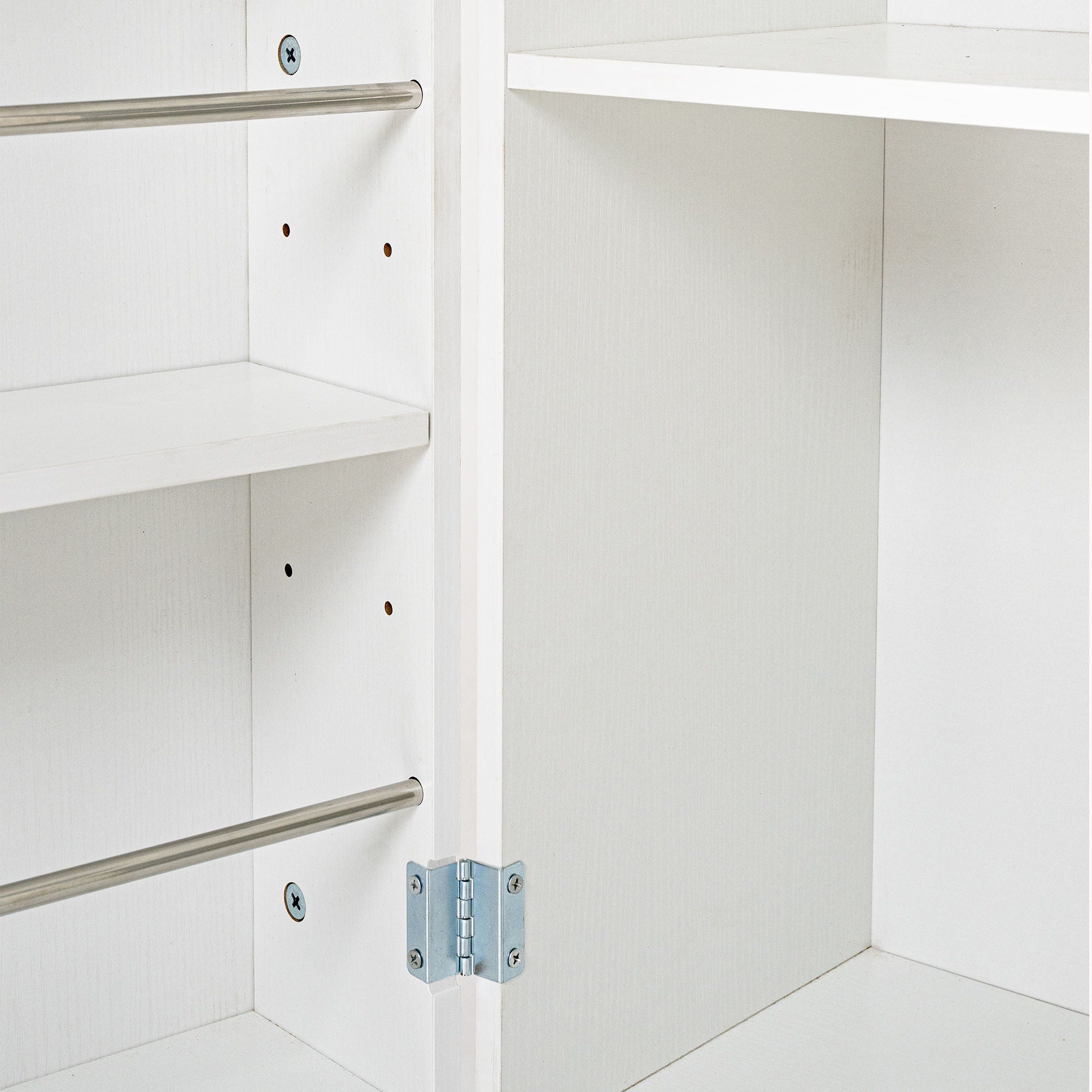 Fluted Kitchen Pantry Cabinet With 3 Keyboard Drawers & 6 Adjustable Door Shelves