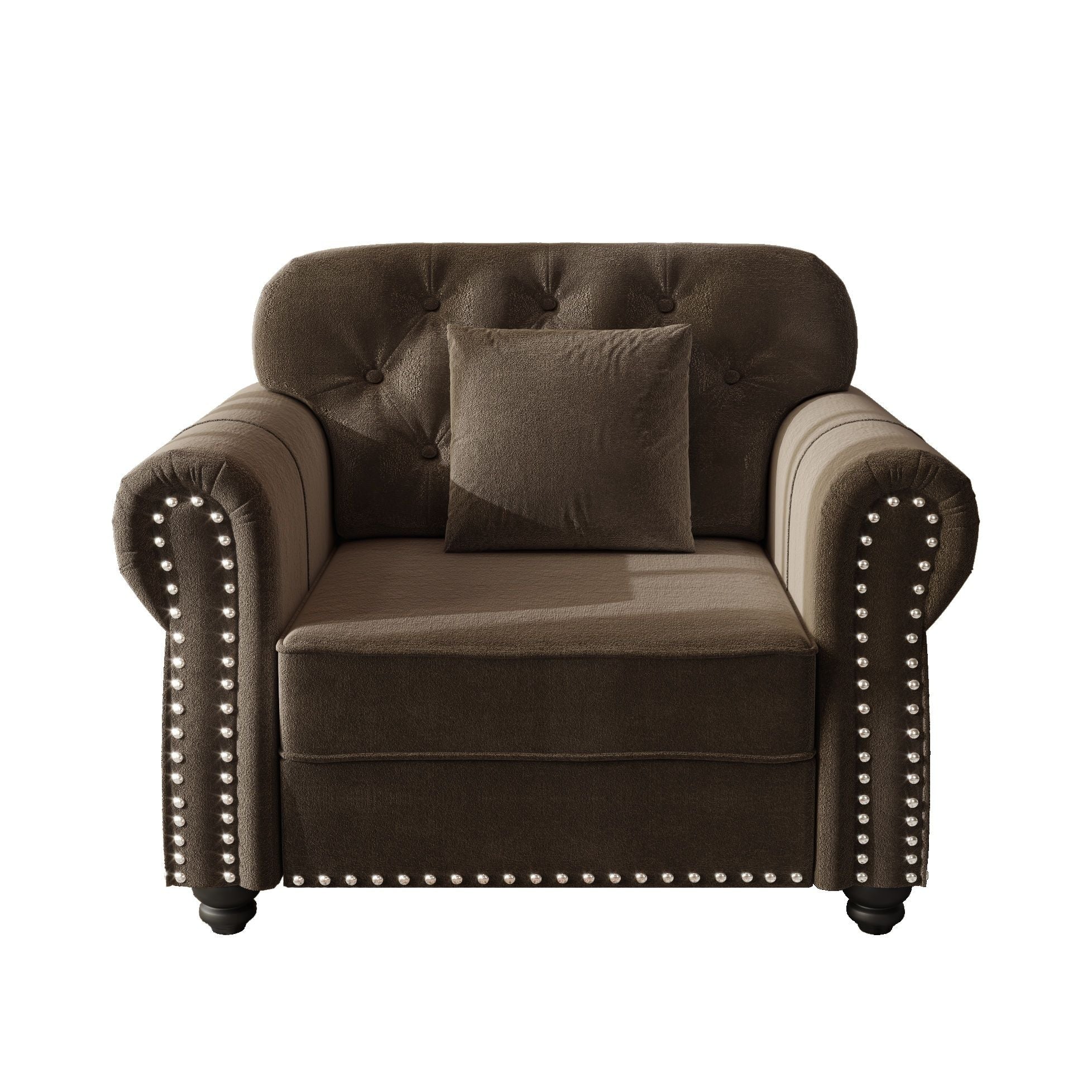 Sofa With Nailhead Trim And Rolled Armrests