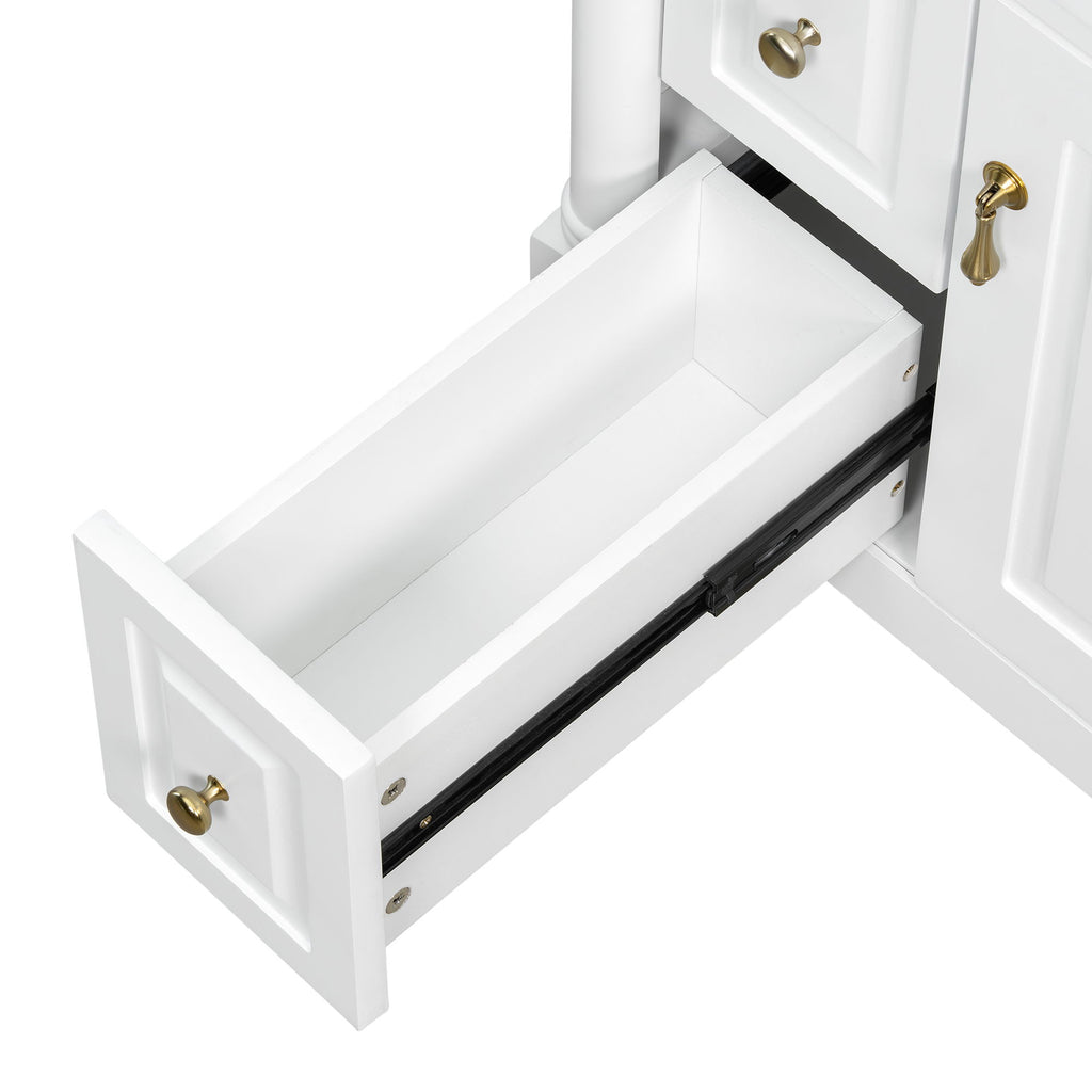Freestanding Bathroom Vanity With Sink, Adjustable Shelf & Flip Drawer