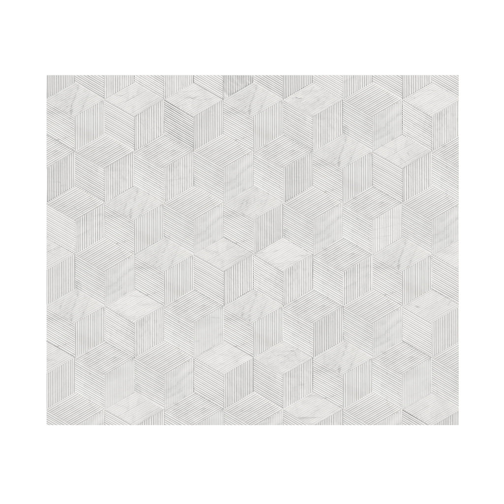 Hexagon Natural Stone Marble Tile, 3D Fluted (Set of 12)