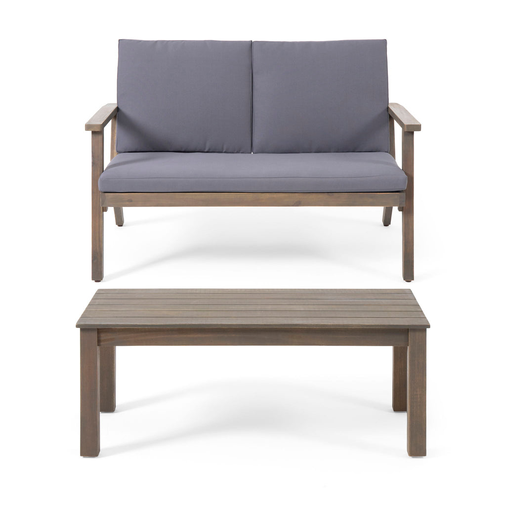 Avacyn - Outdoor Loveseat And Coffee Table Set With Cushions - Dark Gray