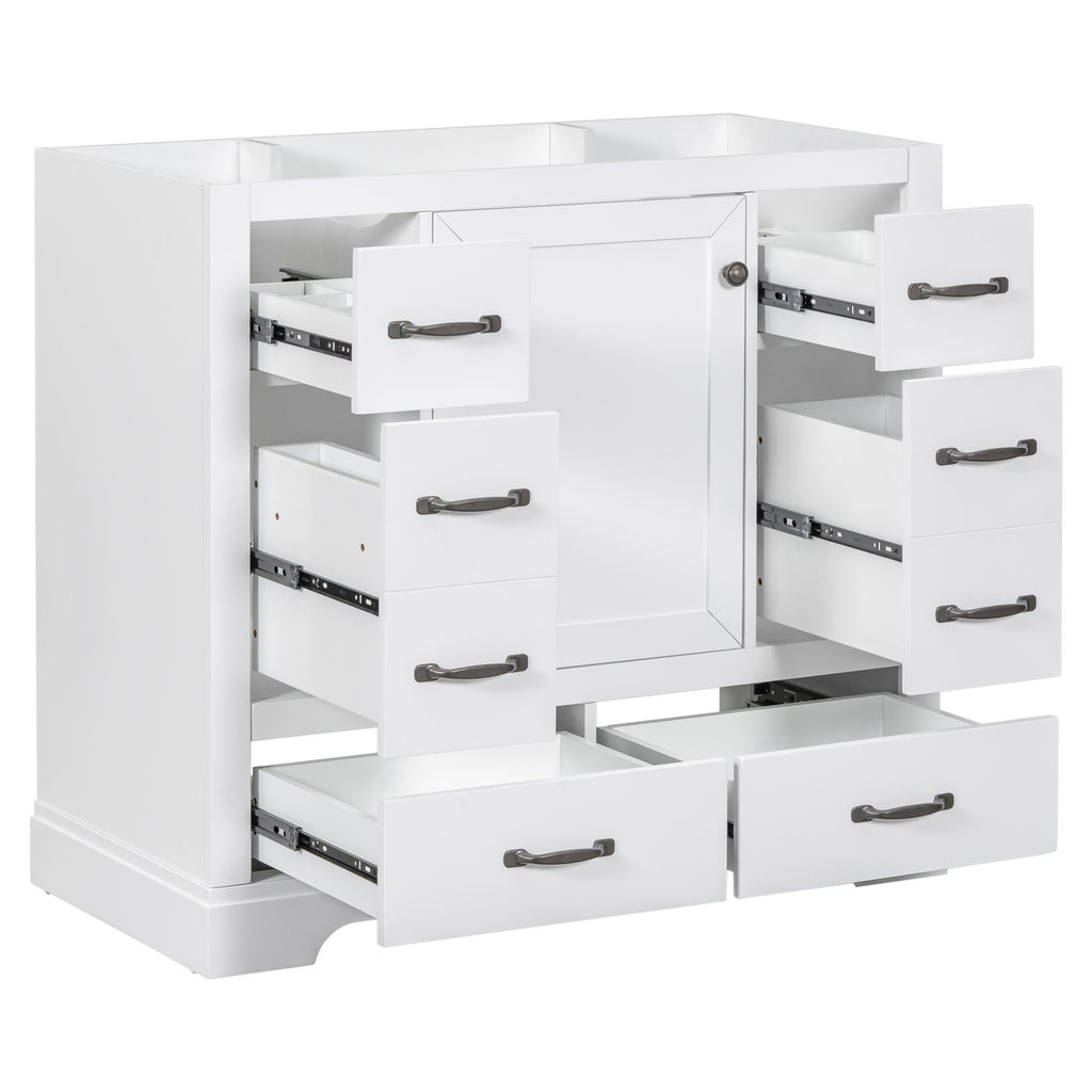 Modern Bathroom Vanity Base Only, 6 Drawer Storage With Adjustable Shelf