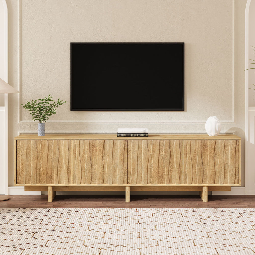 Retro Style TV Stand With Wavy Door