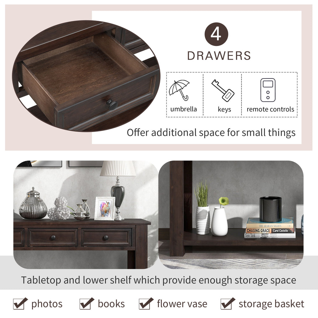 Hearth & Haven Clara - Console Table With Storage Drawers And Bottom Shelf