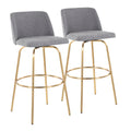 Toriano - Contemporary Fixed Height Barstool With Swivel And Round Footrest (Set of 2) - Gray