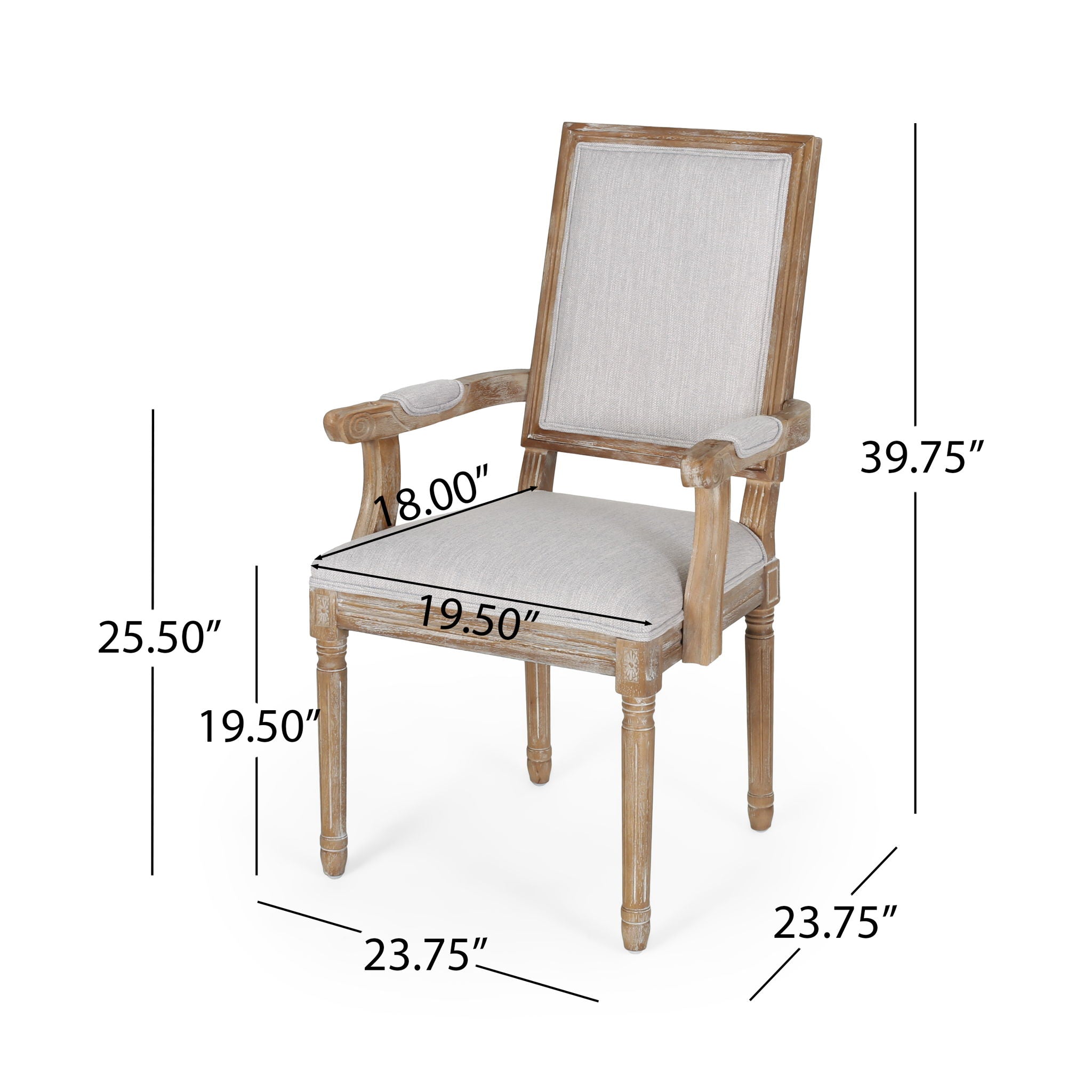 French Country Style Upholstered Dining Chair With Square Backrest