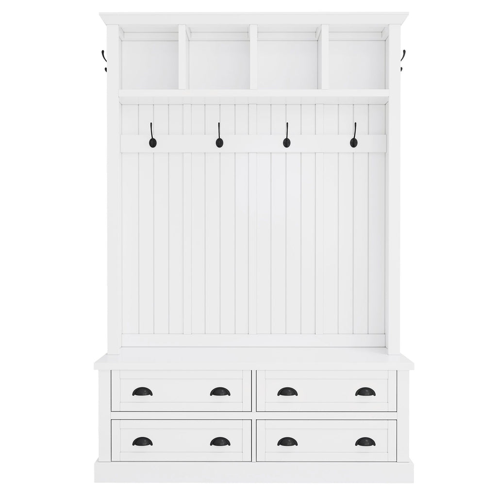 Hall Tree With 4 Drawers, Coat Rack With 6 Hooks