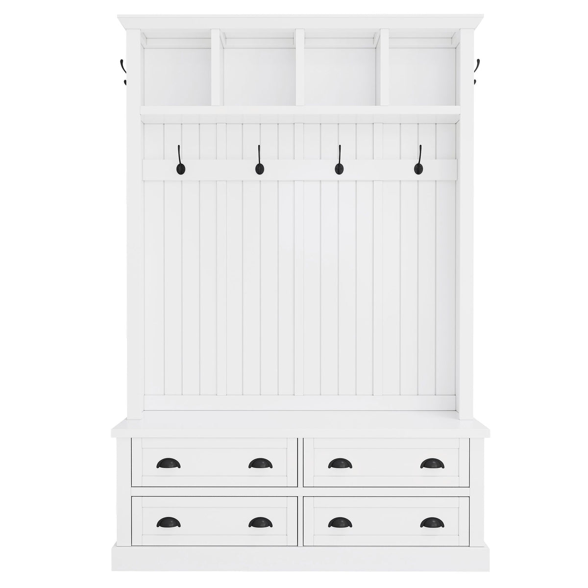 Hall Tree With 4 Drawers, Coat Rack With 6 Hooks