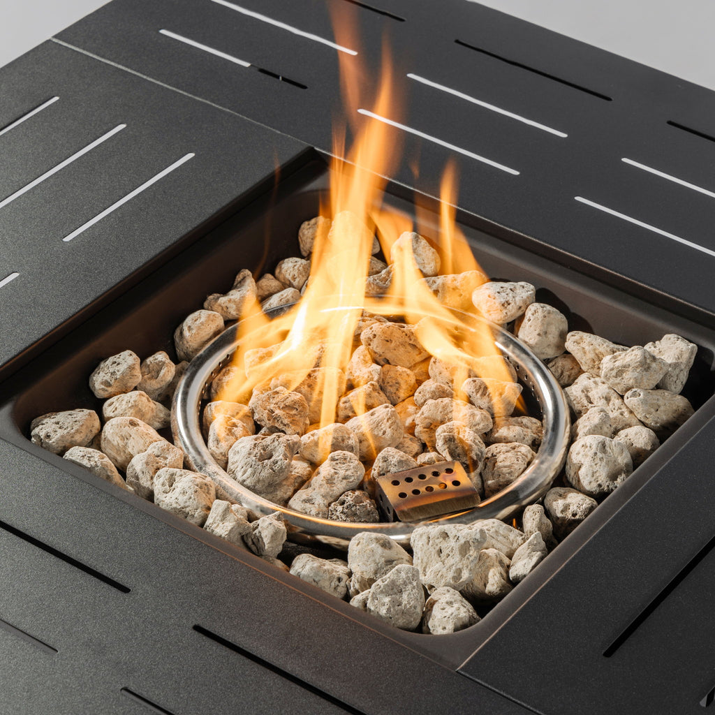 Propane Gas Fire Pit Table, 50000 Btu, Rectangular For Outside - Black
