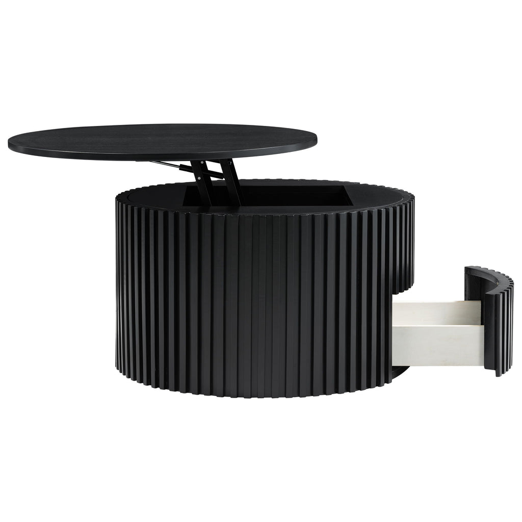 Round Lift Top Coffee Table With Hidden Storage For Living Room