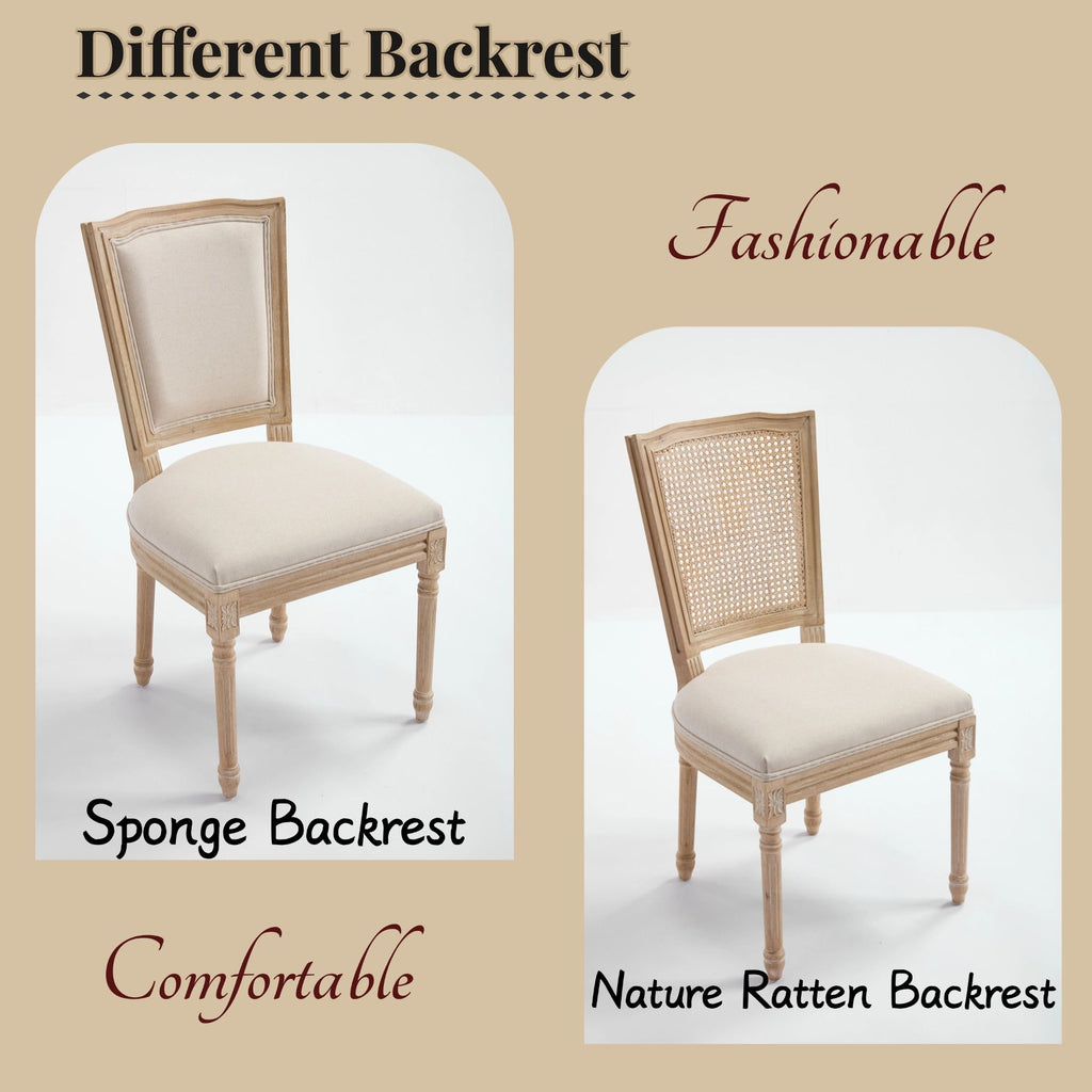 Dining Chairs Upholstered With T - Shaped Back (Set of 2) - Beige
