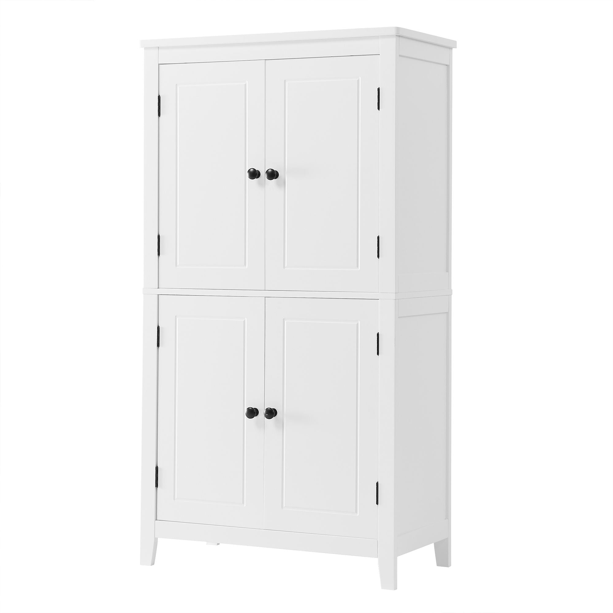Elegant Bathroom Floor Storage Cabinet With 4 Doors, Adjustable Shelves