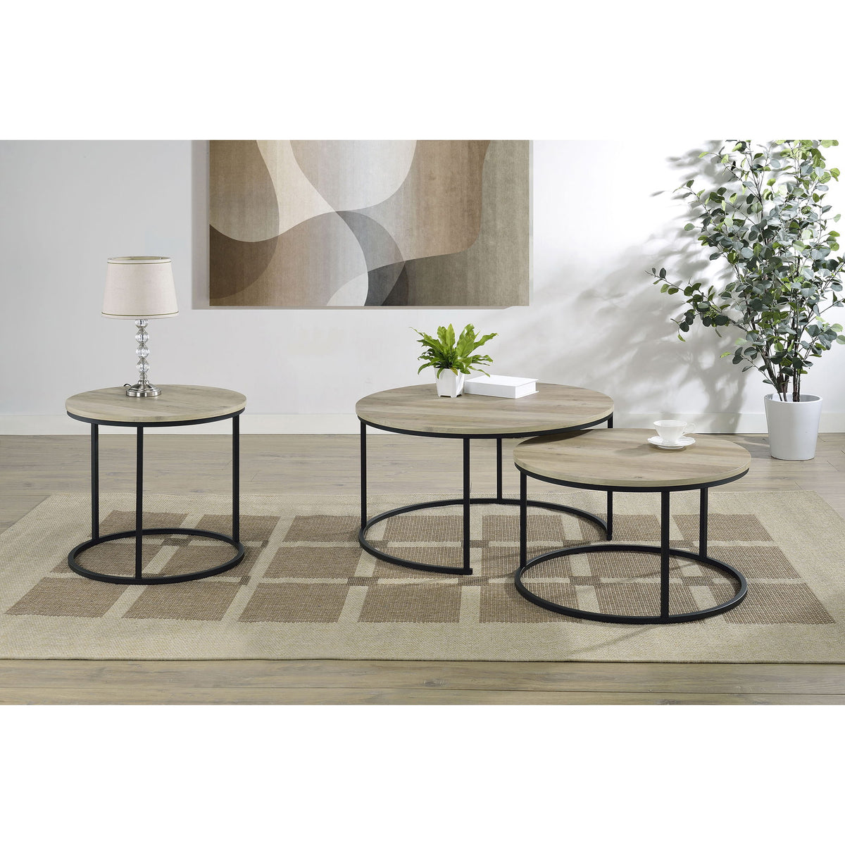Arrize - Round Side End Table - Pine Wood