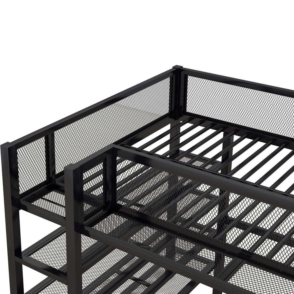 Loft Bed With 4 Tier Shelves And Storage