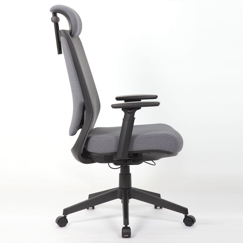 High Back Breathable Ergonomic Office Chair With Adjustable Headrest & 5D Armrest, Height Adjustable Swivel - Antique Gray
