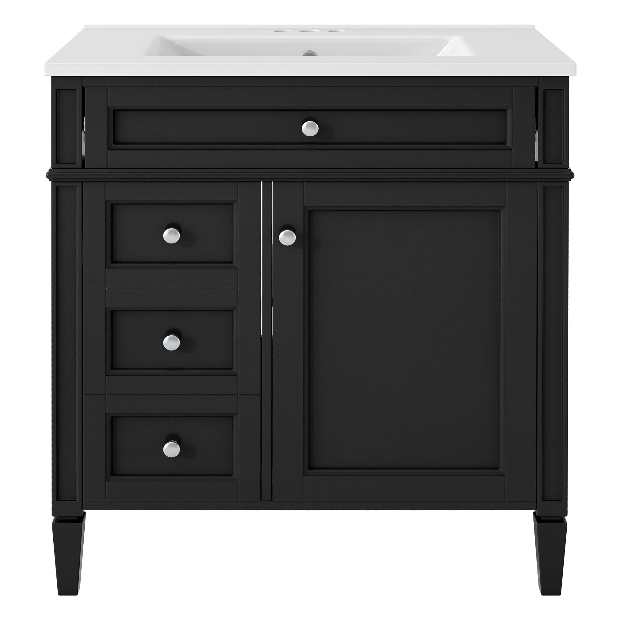 Bathroom Vanity With Medicine Cabinet, Royal Mirror Cabinet, Modern Bathroom Storage Cabinet With 2 Soft Closing Doors And 4 Drawers