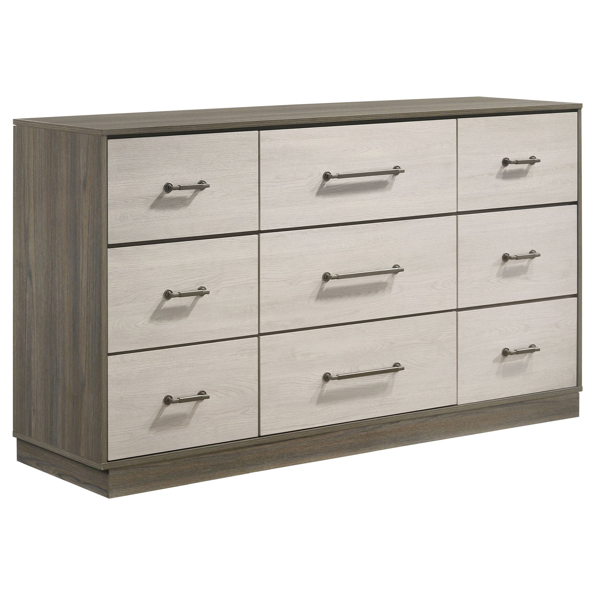 4 Piece Queen Bedroom Set With Built In Storage And Mirror - Oak