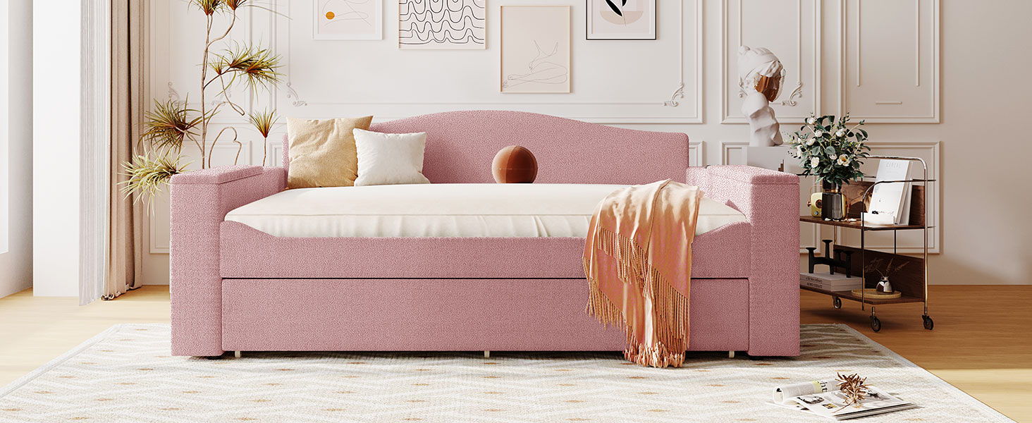 Upholstered Daybed With Storage Armrests, Trundle And Latest Integrated tooth Audio System