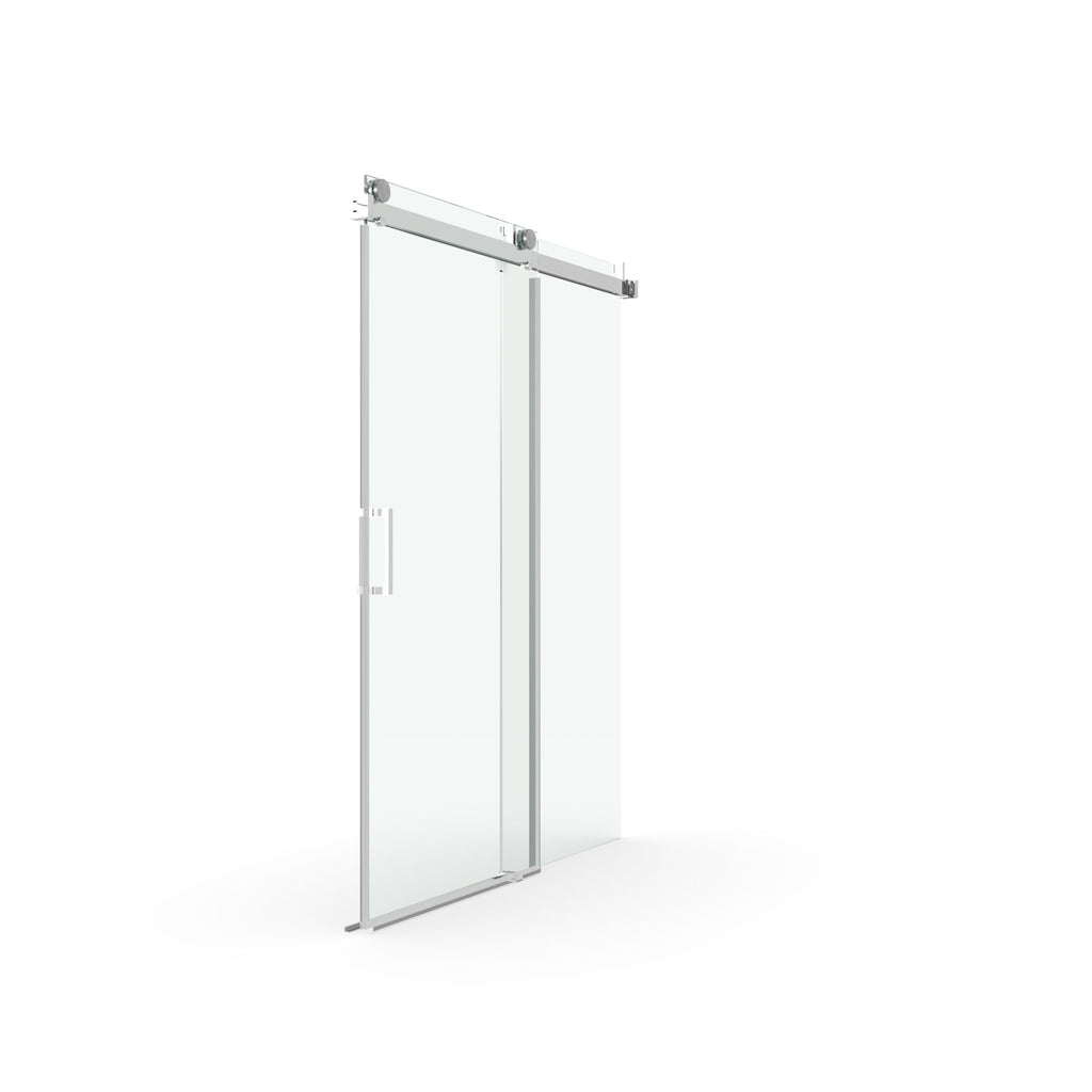 Frameless Soft Closing Shower Door, 1 / 4" (6Mm) Tempered Glass Single Sliding With Explosion Proof Coating - Chrome