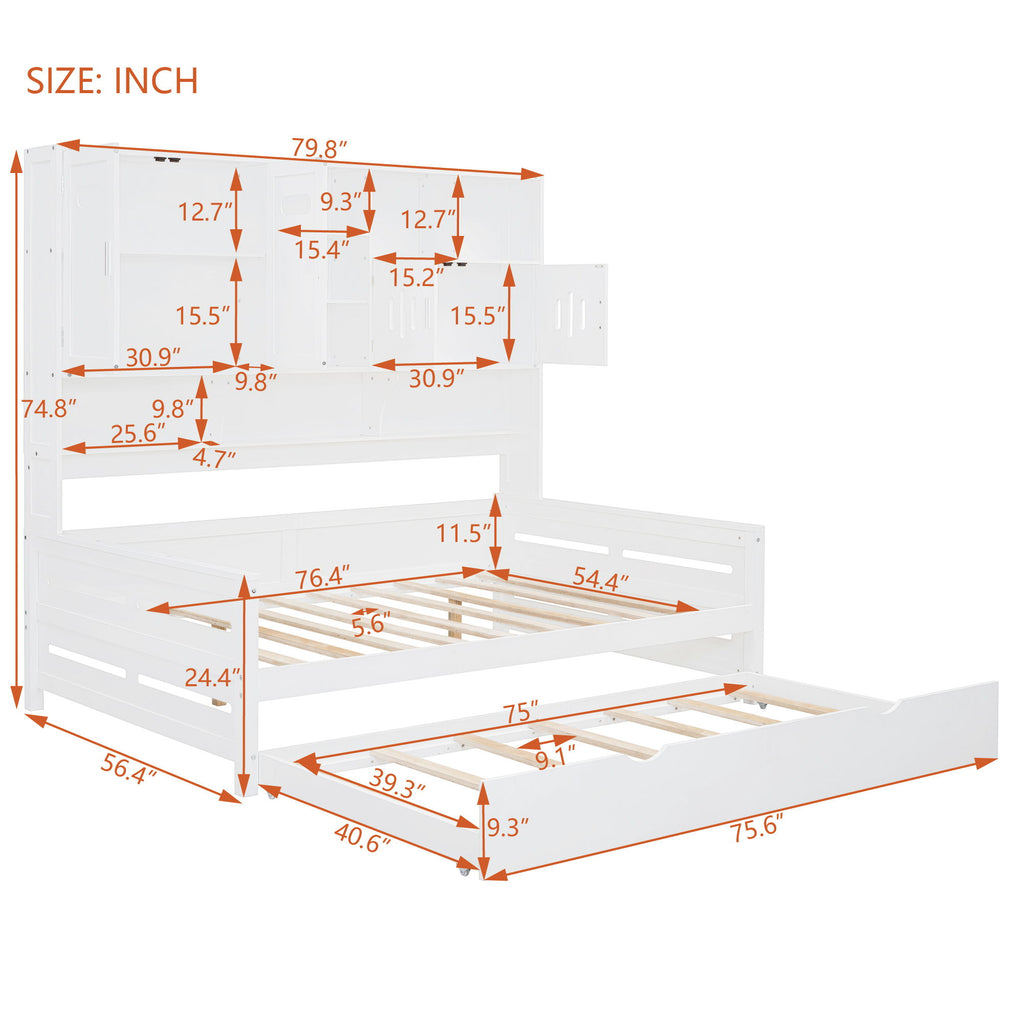 Daybed & All-In-One Cabinet And Shelf