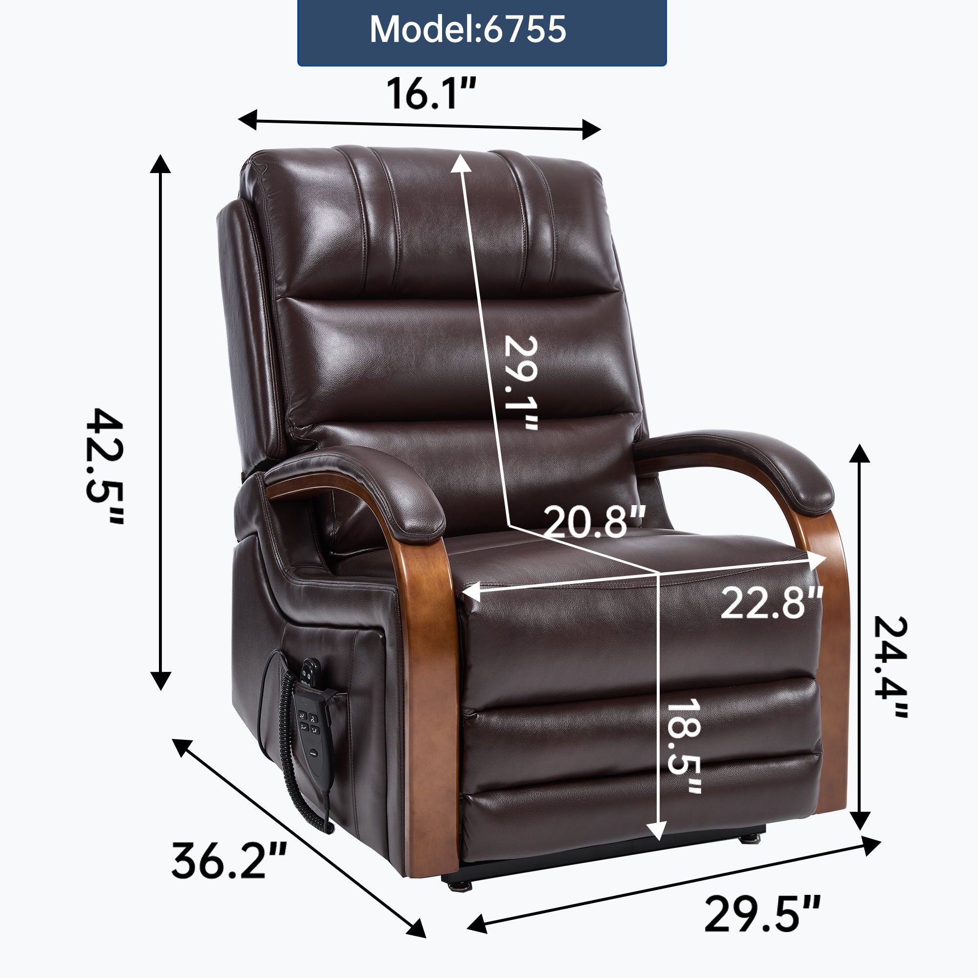 Power Lift Recliner Chair Dual Motor Infinite Position With Heat Massage And Heavy Duty Motion Mechanism - Brown