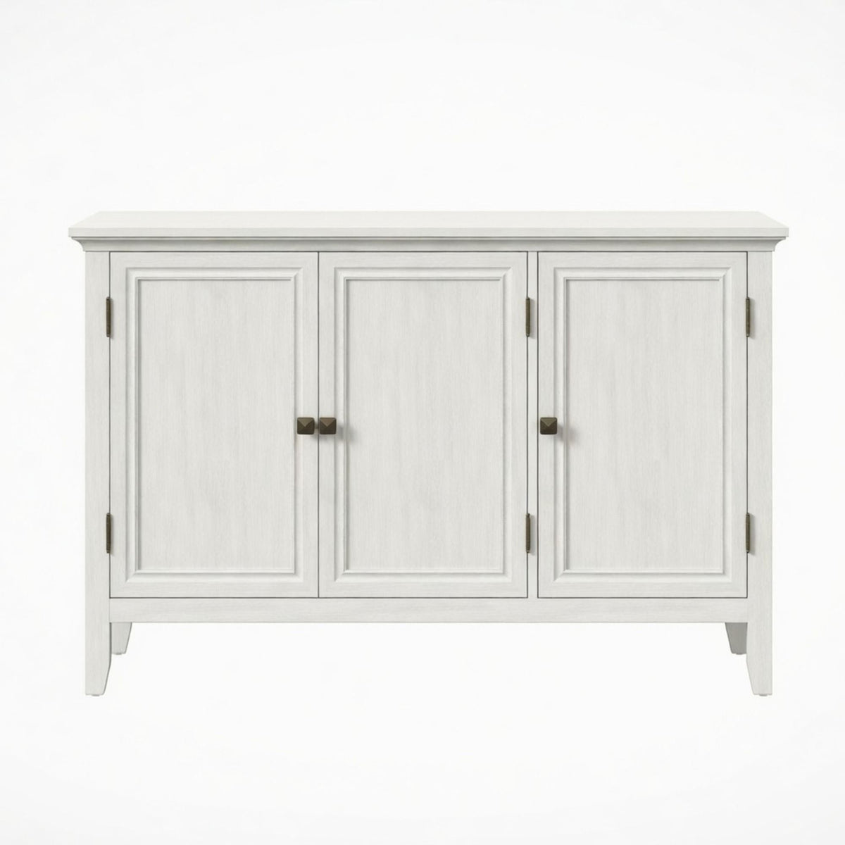 3 Door Buffet Cabinet With Adjustable Shelves - Matte White / Grayish