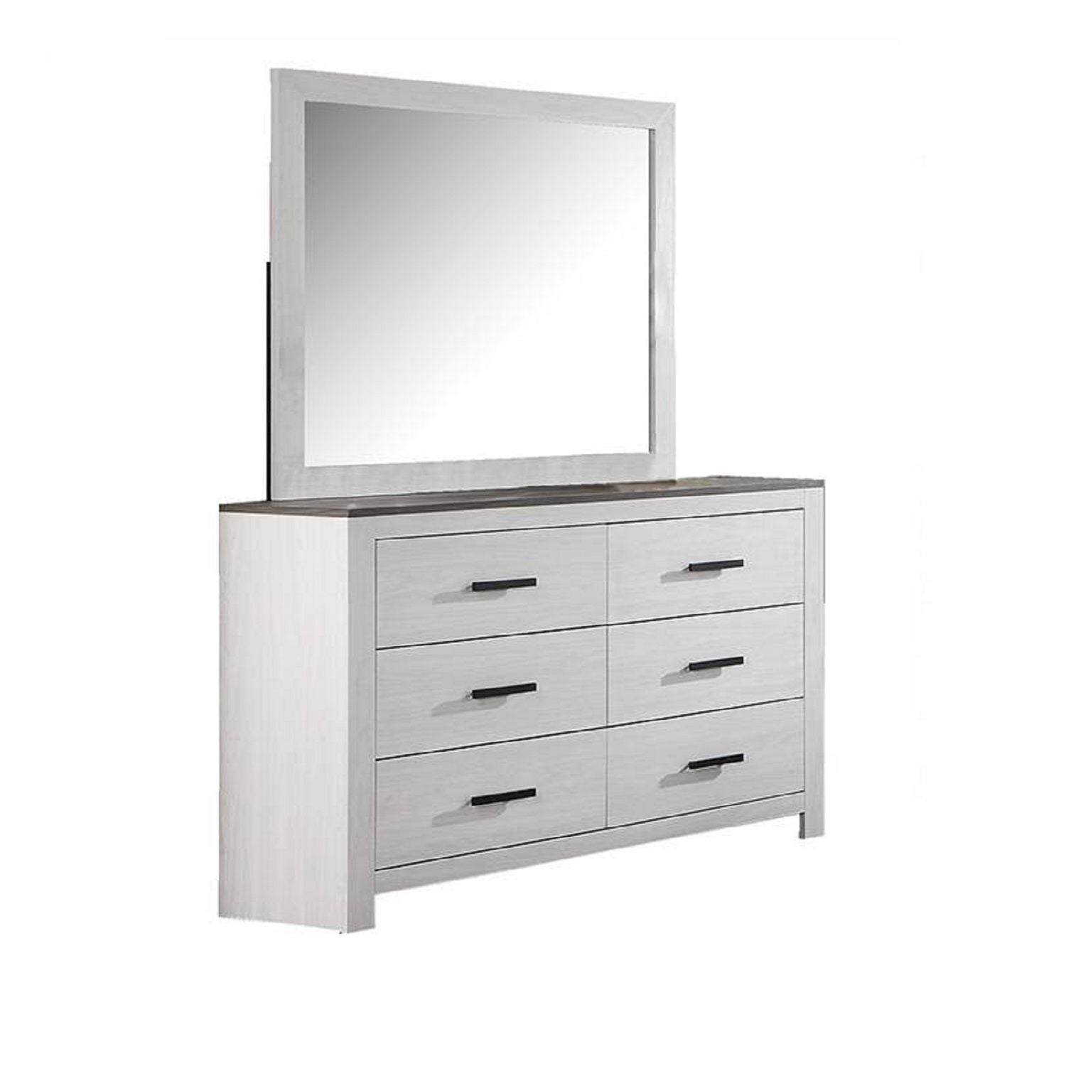 1 Piece Dresser 2 Tone Sleek 6 Drawers Bedroom Furniture - White