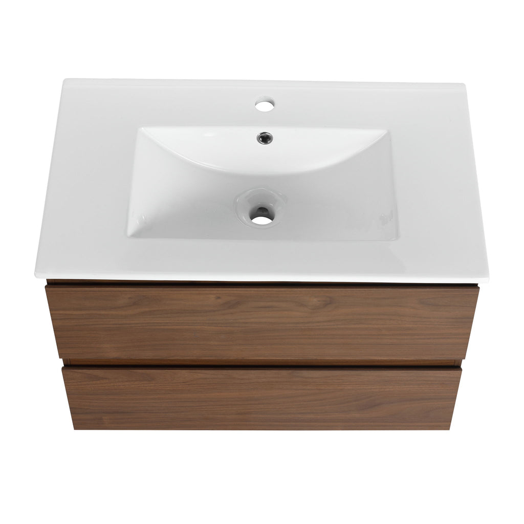 Wall Mounted Bathroom Vanity & Sink, 2 Soft Close Drawers