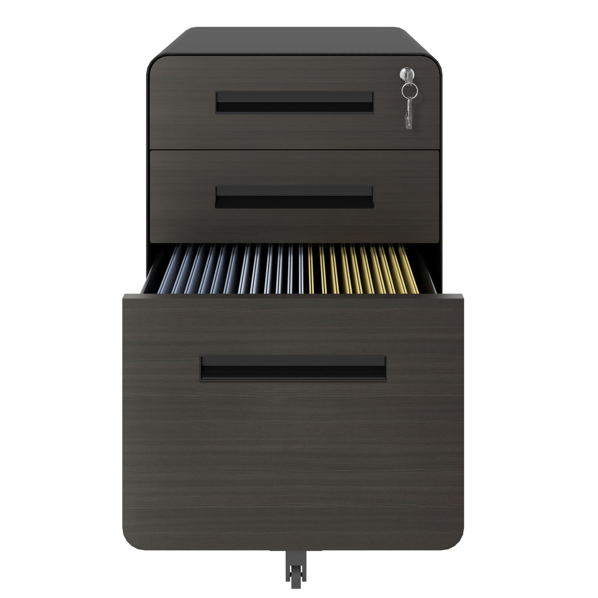 3-Drawer Mobile File Cabinet With Lock, On Casters, Holds A4/Letter Files