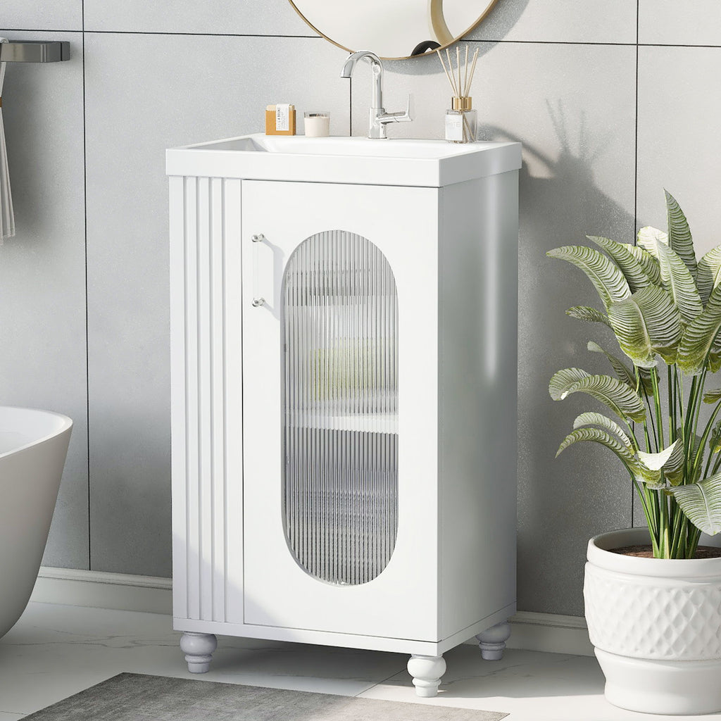 Modern Bathroom Vanity With Sink, Adjustable 2 Tier Shelf