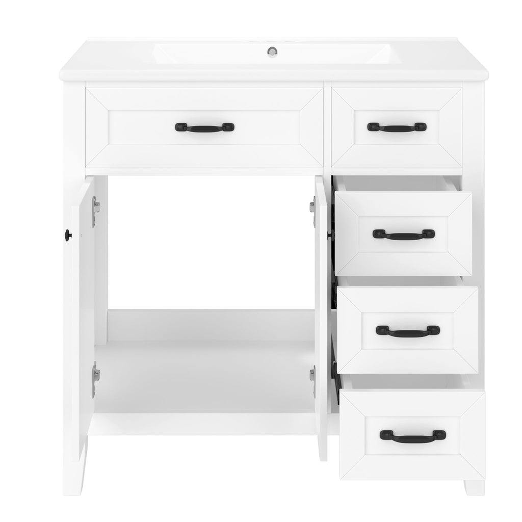 Modern Bathroom Vanity With Sink, Freestanding Design With Drawers And Doors