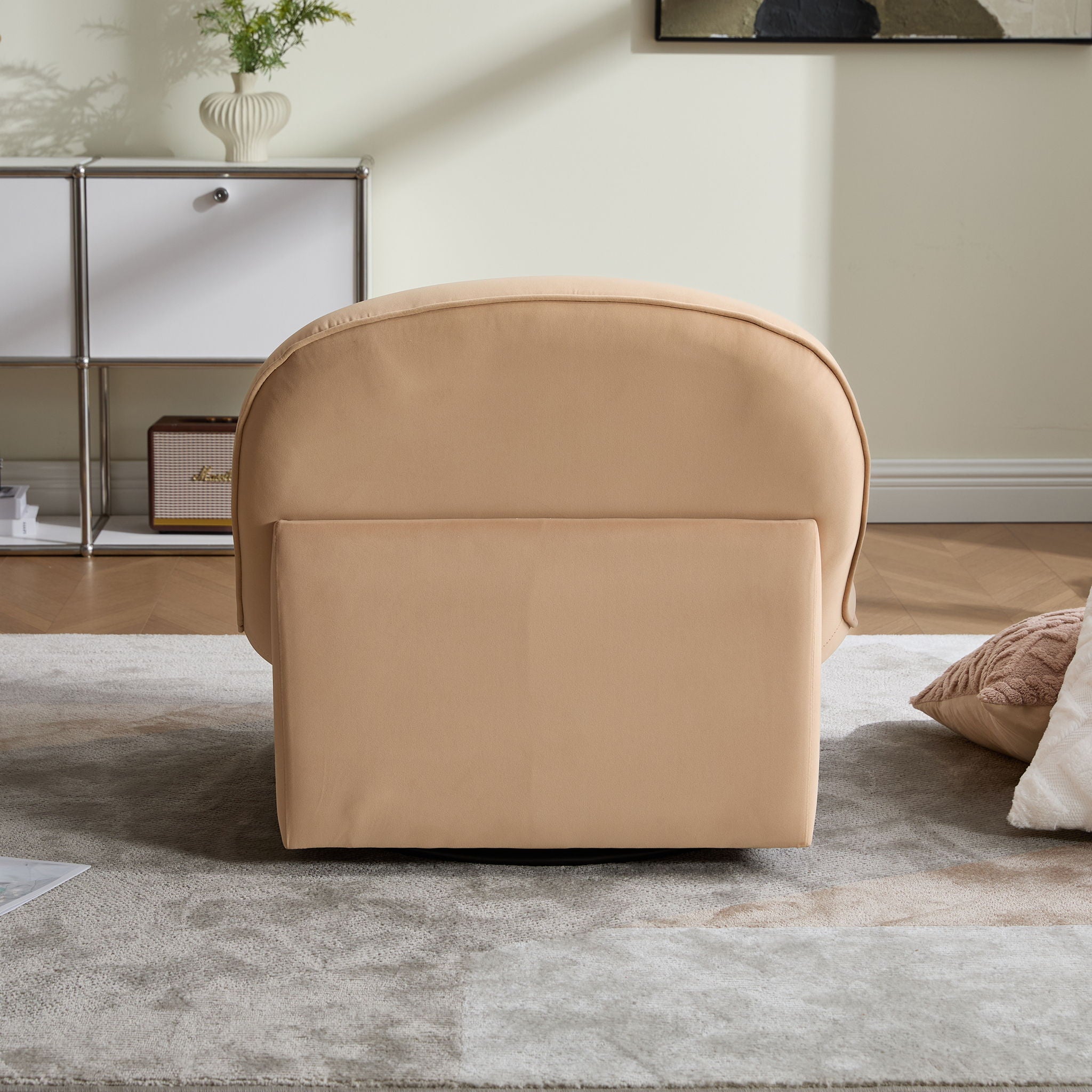 Pumpkin Shaped Swivel Accent Chair, 360 Degree Rotation For Living Room