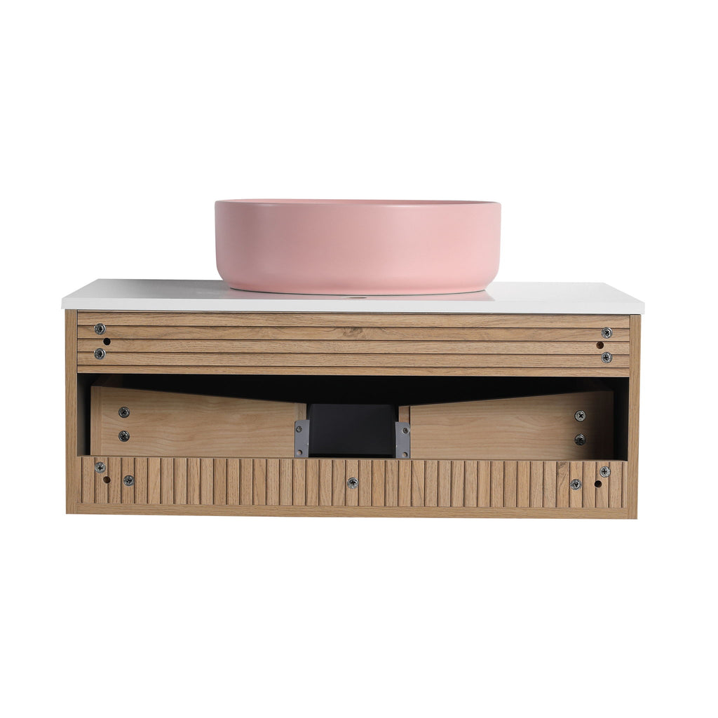 Wall Mounted Bathroom Vanity With Art Sink & 1 Soft Close Drawer