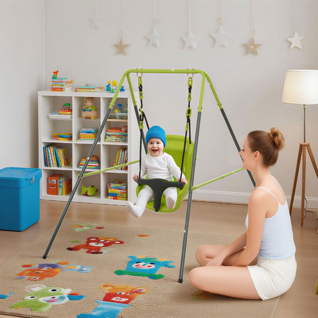 Xns001 - Baby Swing With Safety Seat Indoor / Outdoor - Black / Green