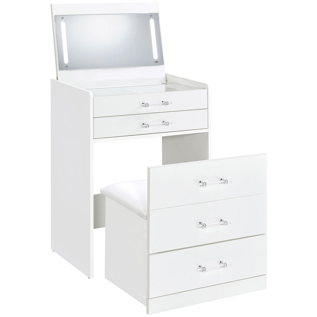 Ayuba - 3 Drawer Makeup Vanity Table With Mirror And Stool