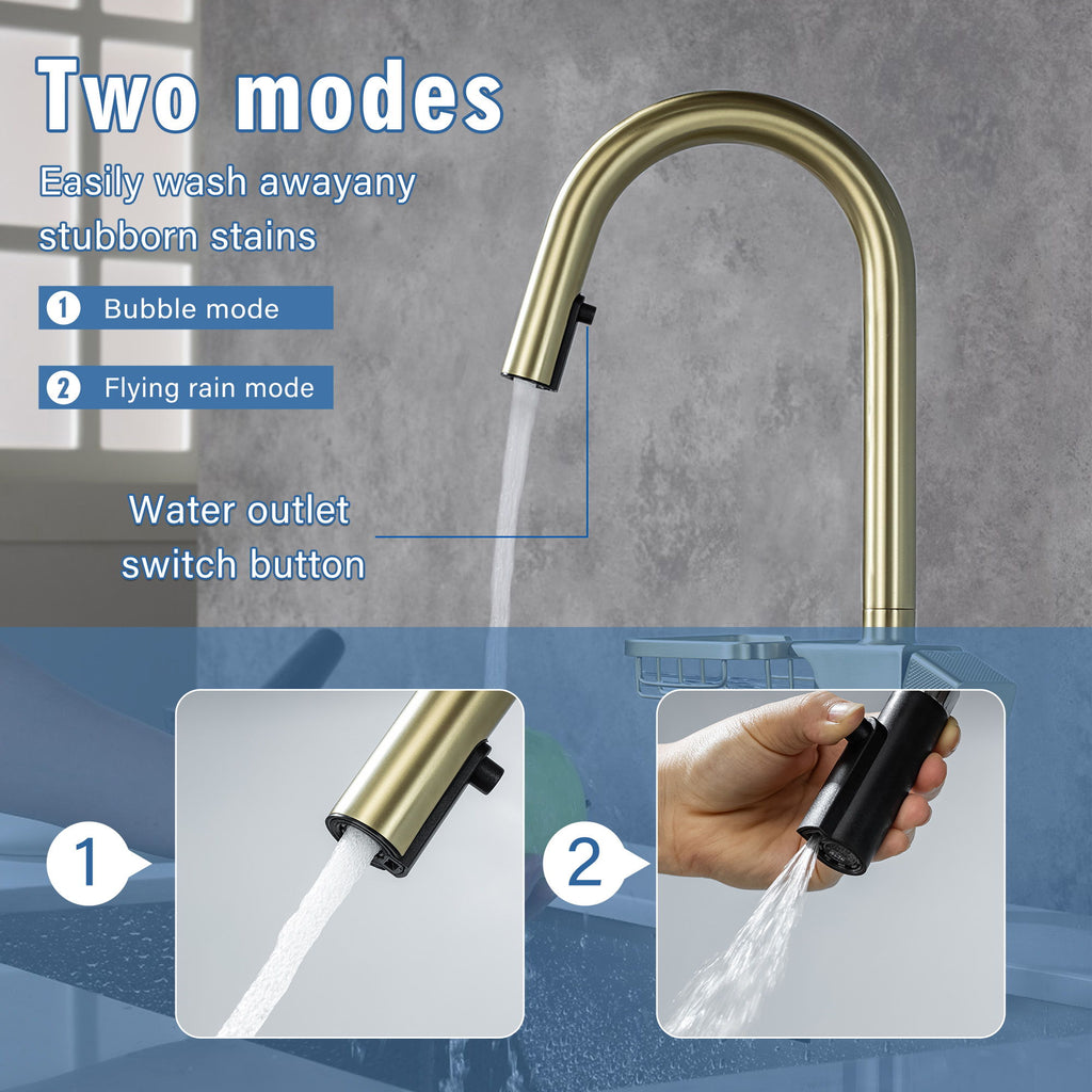 Cincosky - High Arc Pull Down Kitchen Faucet, Single Hole