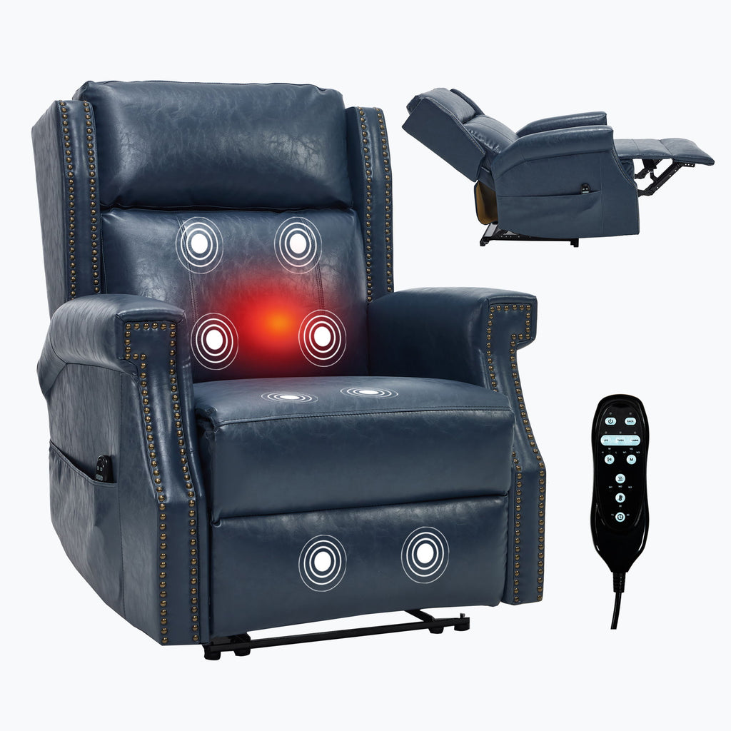 Manual Recliner Chair With Heavy Duty Motion Mechanism, 8 Vibrating Nodes And 3 Massage Modes For Living Room