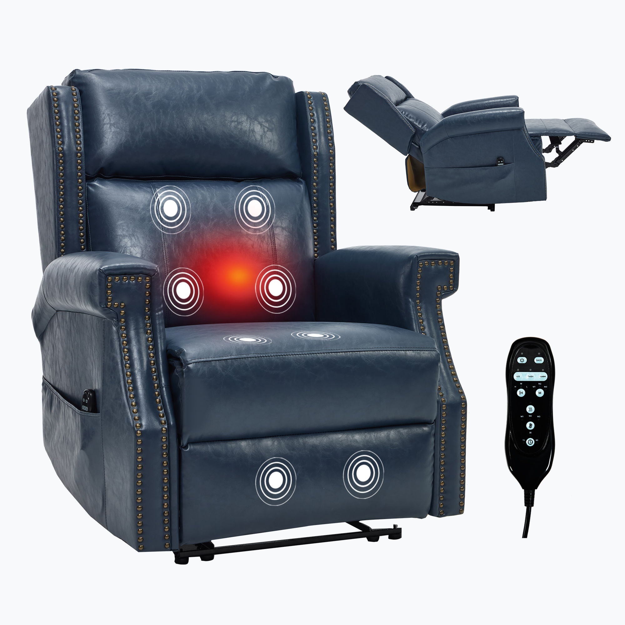 Manual Recliner Chair With Heavy Duty Motion Mechanism, 8 Vibrating Nodes And 3 Massage Modes For Living Room