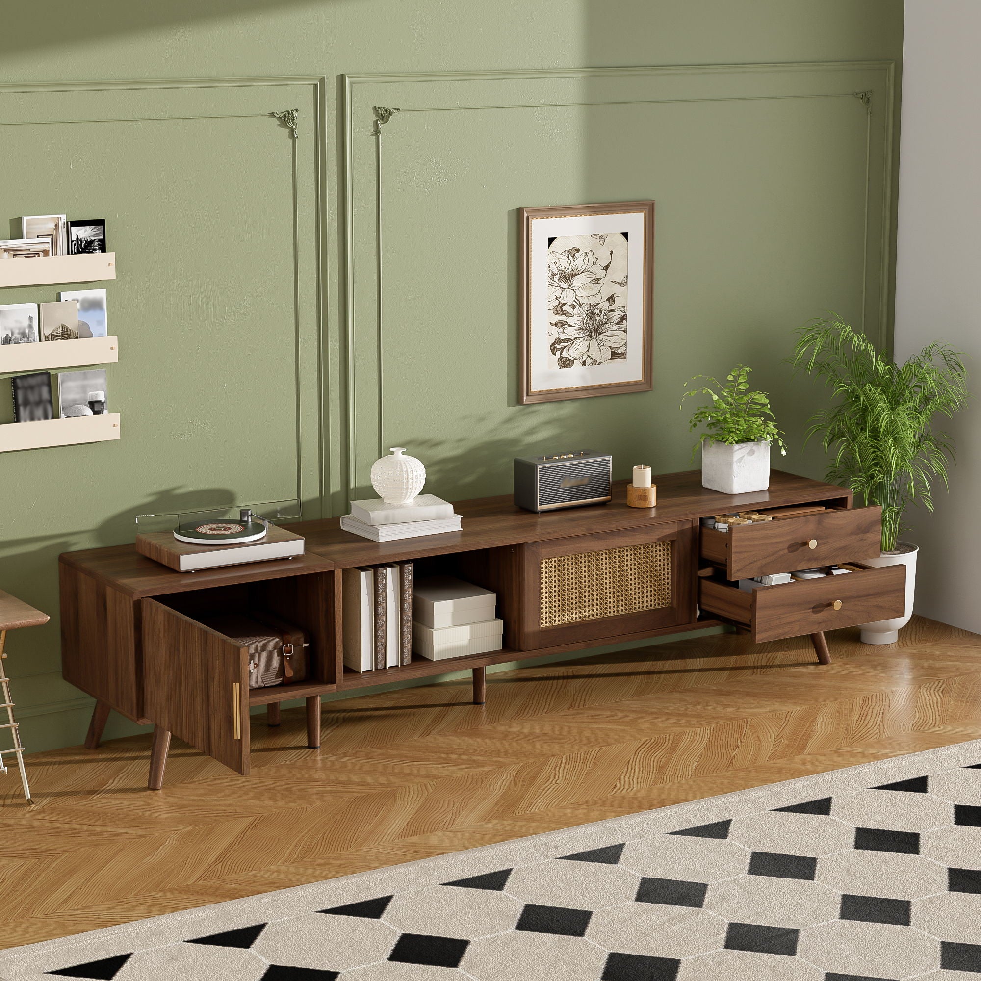TV Stand With Storage Cabinets - Natural