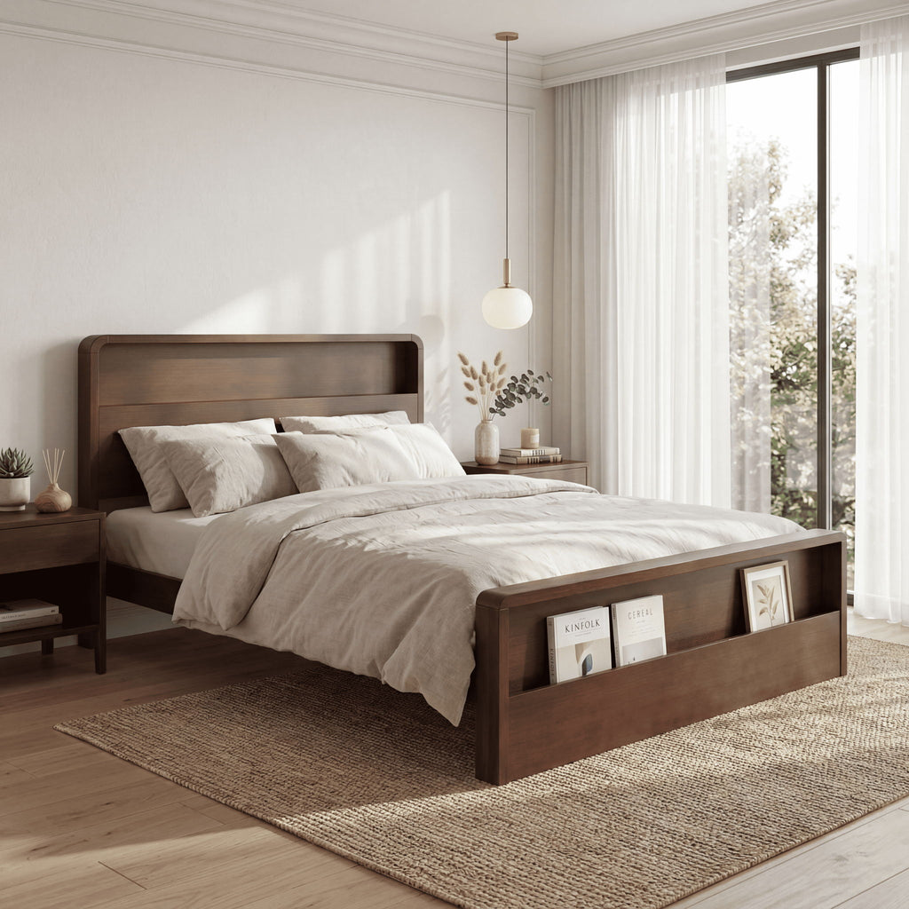 Bed Frame With Dual Open Storage Headboard And Footboard