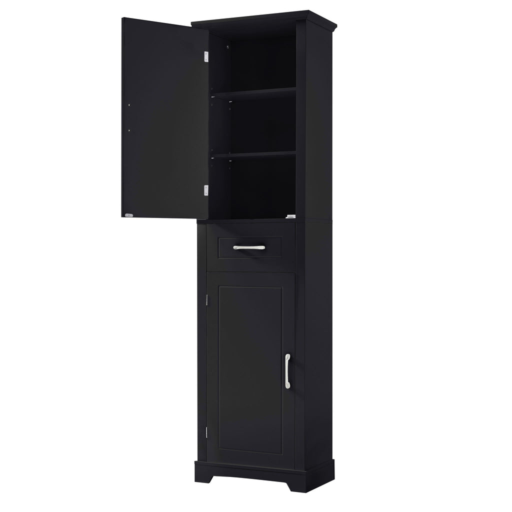 Tall Freestanding Bathroom Storage Cabinet With 2 Doors And Adjustable Shelves