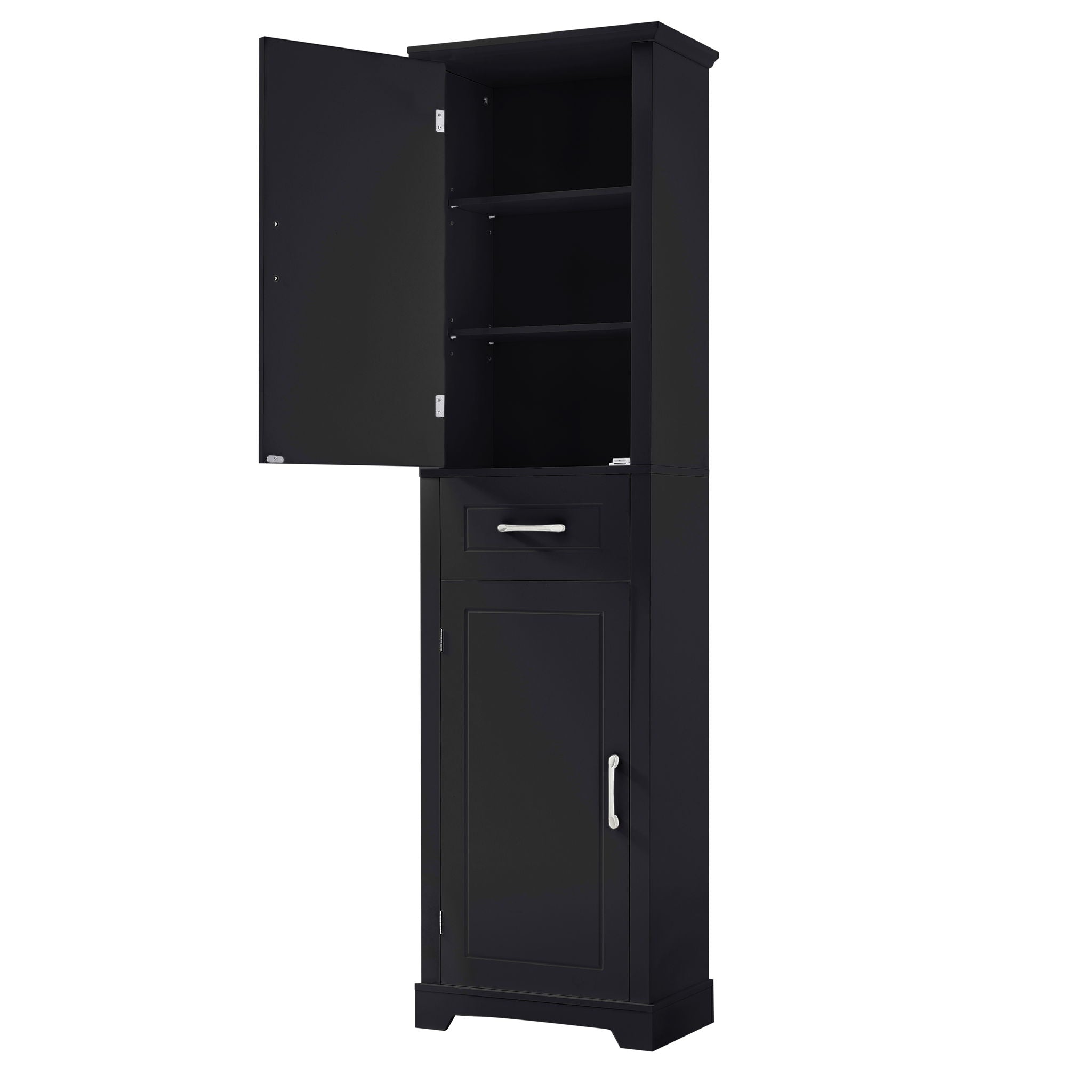 Tall Freestanding Bathroom Storage Cabinet With 2 Doors And Adjustable Shelves