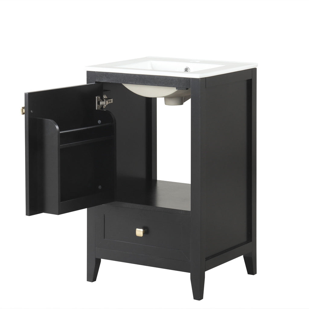 Bathroom Vanity With Sink, Soft Closing Cabinet Door, Storage Rack And Drawer