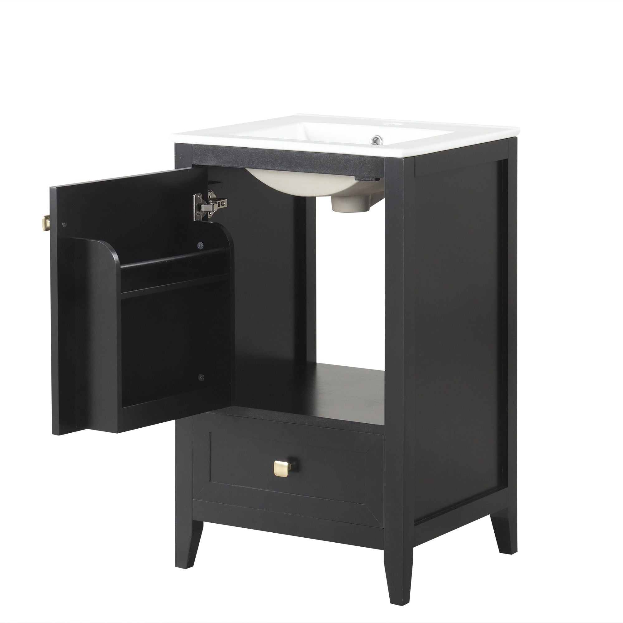 Bathroom Vanity With Sink, Soft Closing Cabinet Door, Storage Rack And Drawer