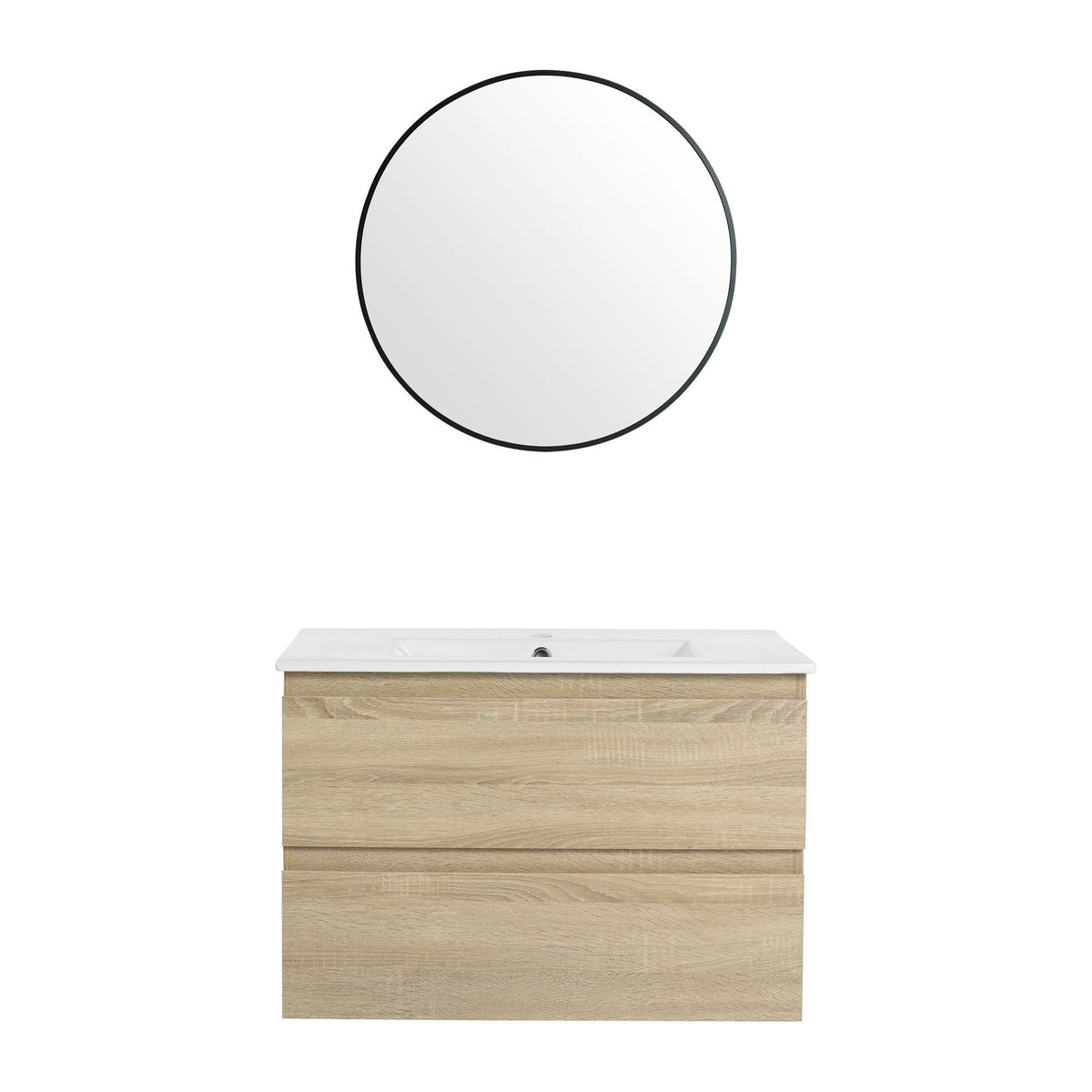 Wall Mounted Bathroom Vanity & Sink, 2 Soft Close Drawers